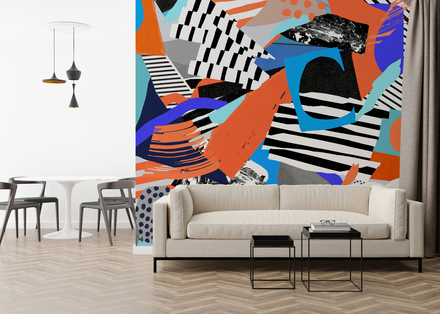 A contemplative misty orange wallpaper mural for a feature wall.

