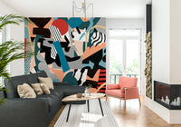 A contemplative modern art wallpaper mural for a feature wall.

