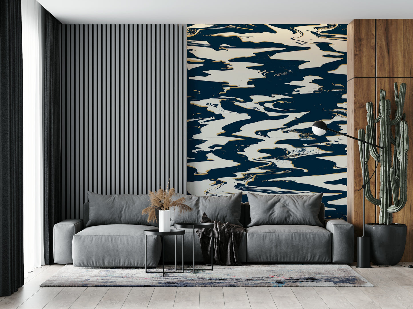 A beautiful modern art wall mural of flowing colors.

