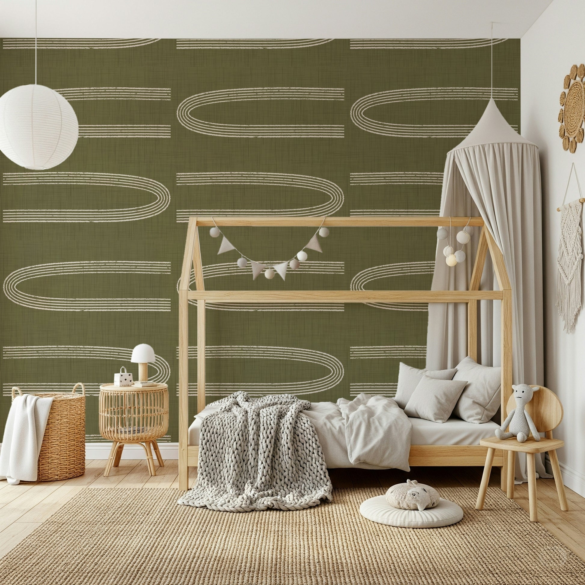 A beautiful mid-century arch wallpaper mural for a modern home.

