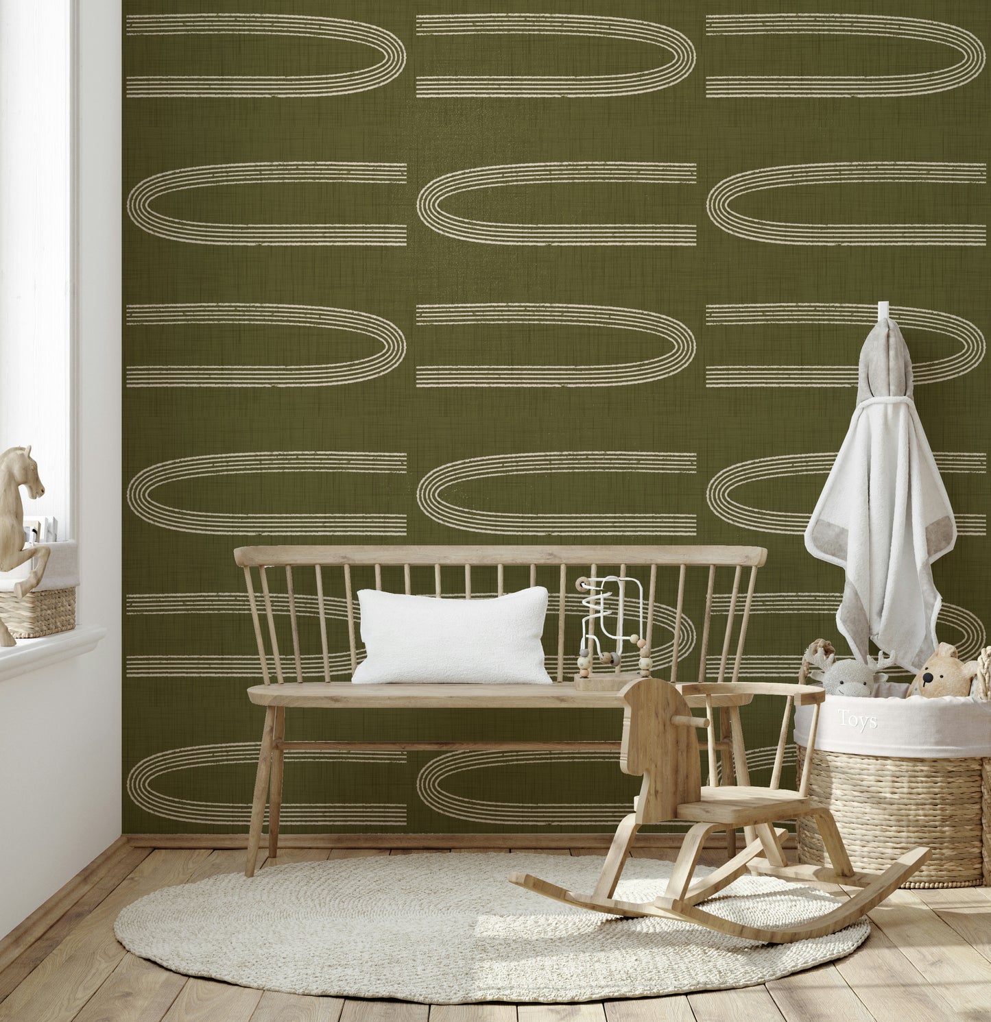 A graceful subtle pattern wall mural in cool, natural tones.

