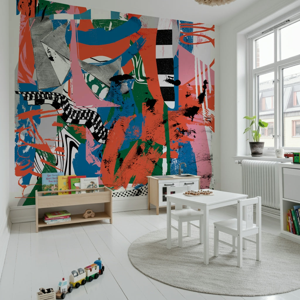 A beautiful wide-angle wall mural of abstract motion.

