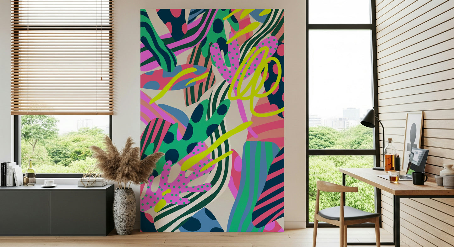 An artistic nature inspired mural for home decor.

