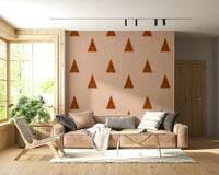 A beautiful Japandi triangle wallpaper mural with blush pink tones.

