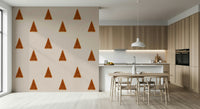 A peaceful Japandi design mural on decorative wallpaper.

