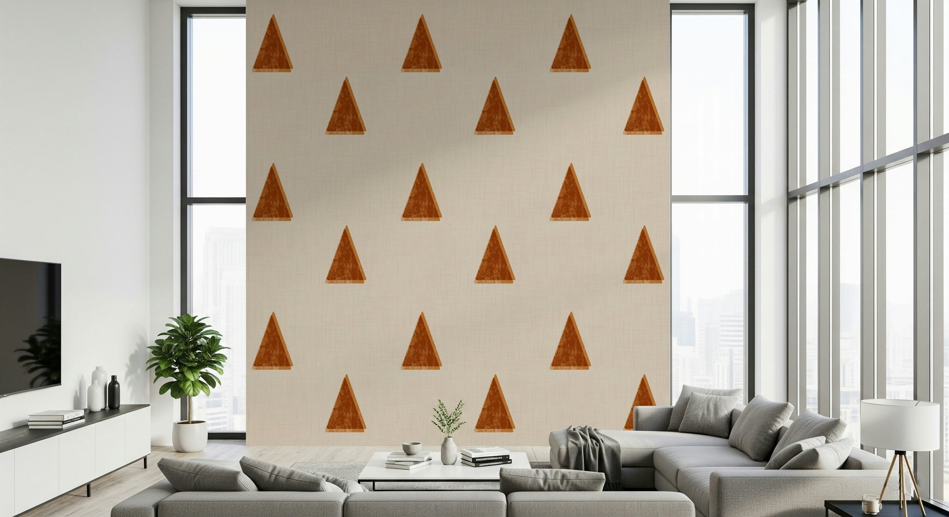 A serene abstract forest wall mural for minimalist decor.

