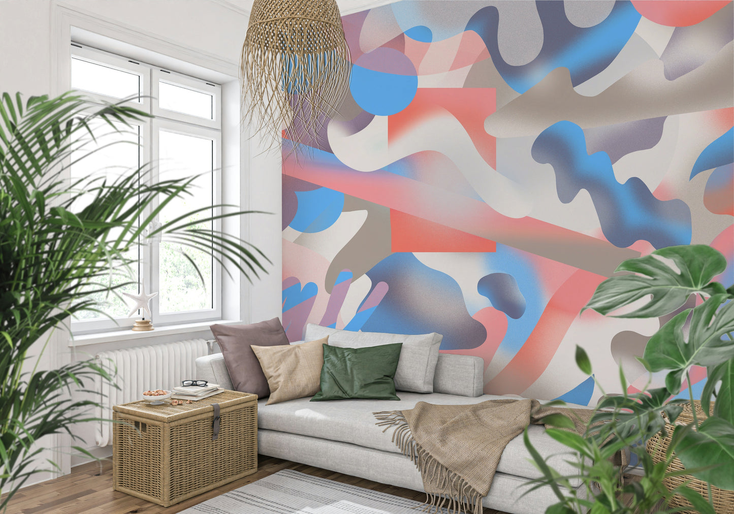 An artistic nature inspired mural for home decor.

