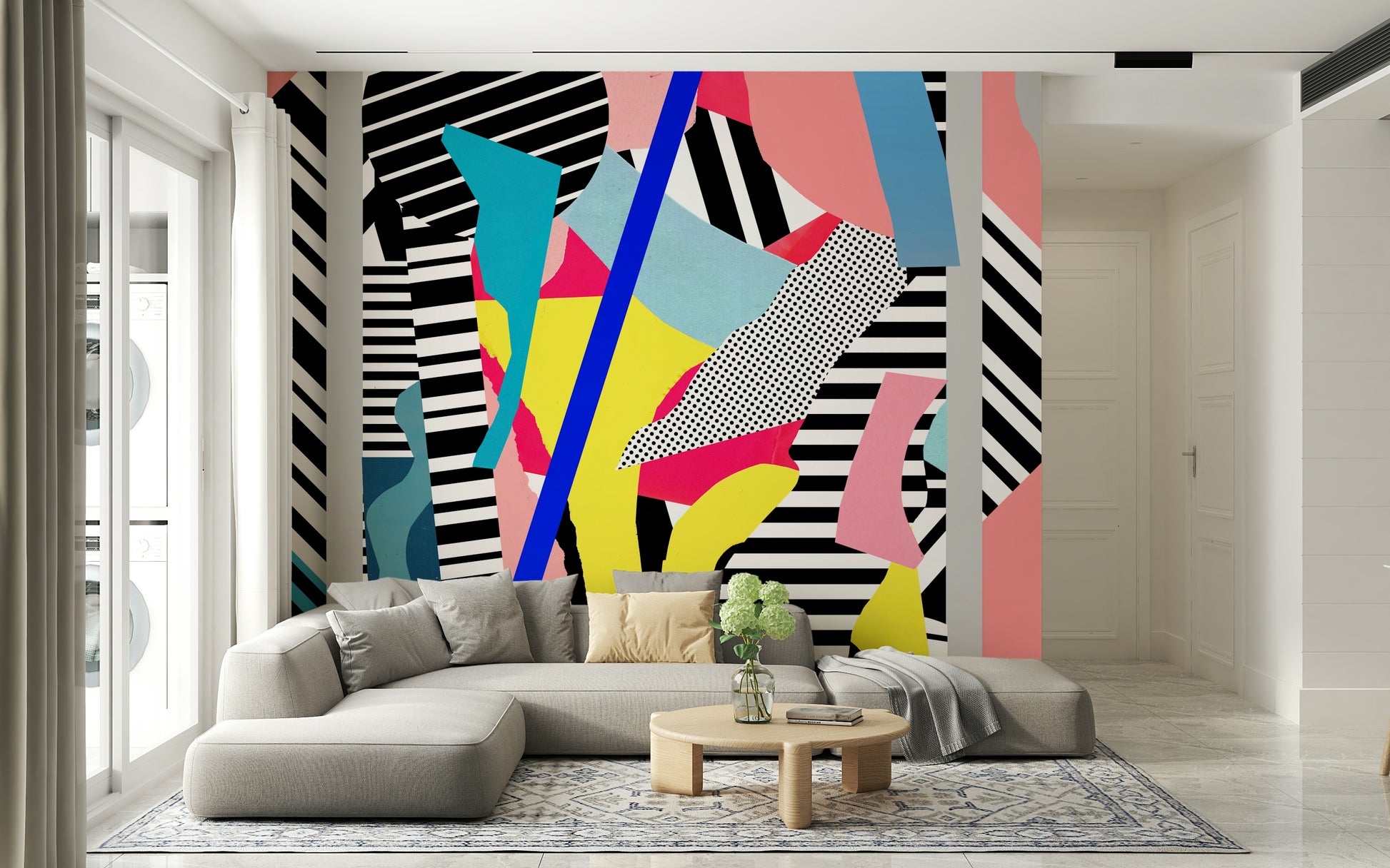 An artistic travel map mural for home decor.