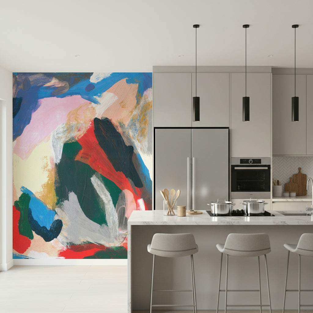 A graceful subtle pattern wall mural in bright, balanced tones.