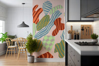 An artistic minimalist form mural for home decor.