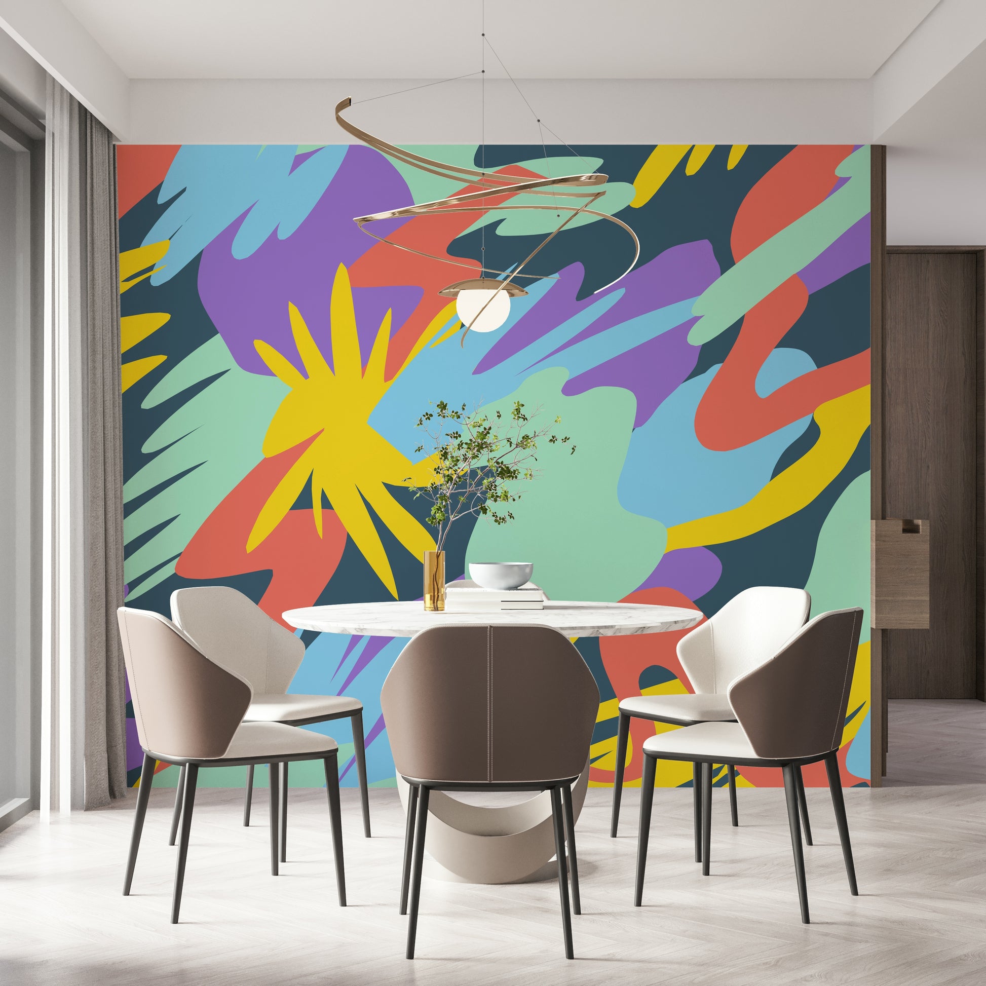 A beautiful modern art wall mural of a cosmic night.