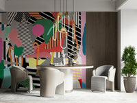 An artistic minimalist form mural for home decor.