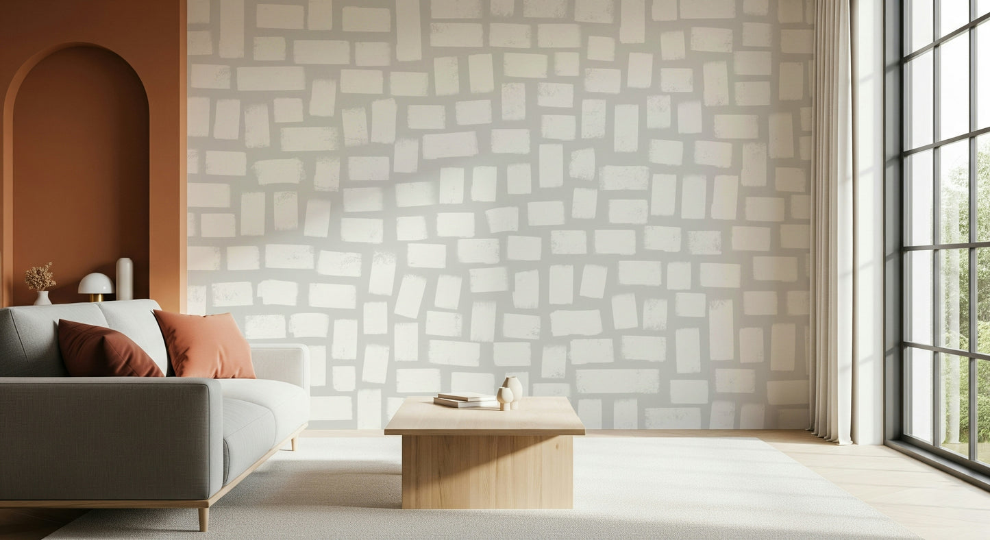 An artistic soft focus mural on minimalist wallpaper.