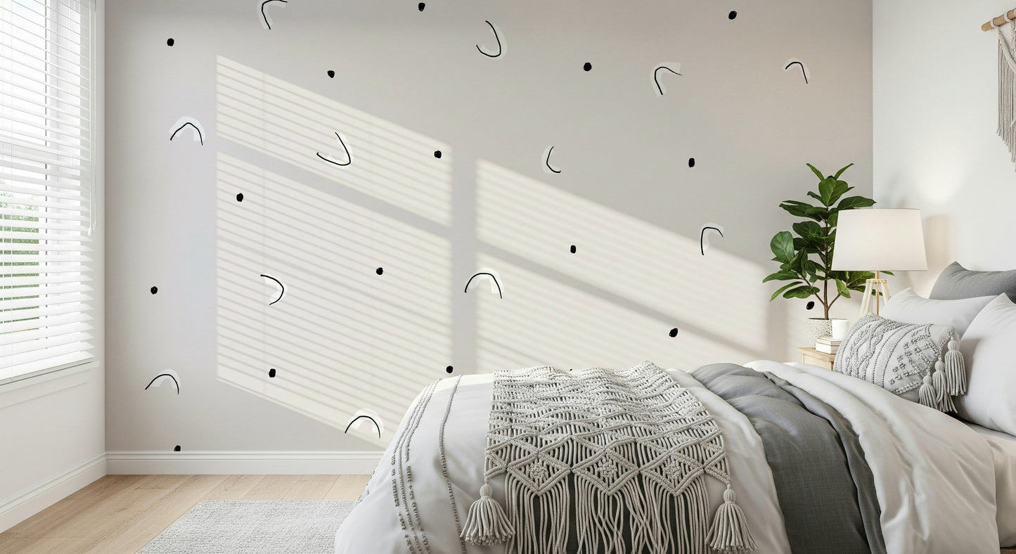 A calming abstract design wallpaper mural that defines a space.