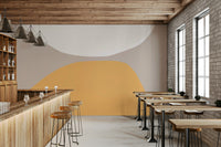 A beautiful abstract curved line wallpaper mural with contrasting colors.