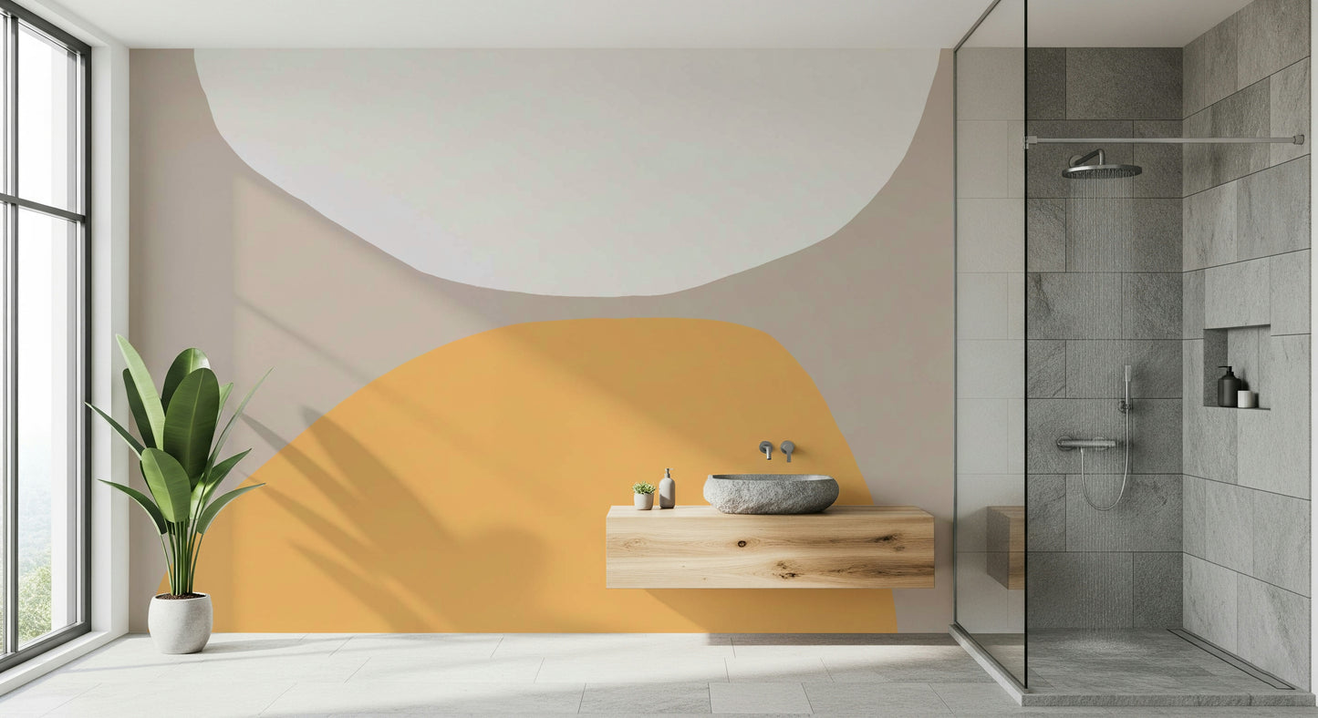 An artistic minimalist form mural for home decor.