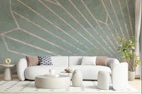 A graceful subtle shape wall mural in soft, warm tones.