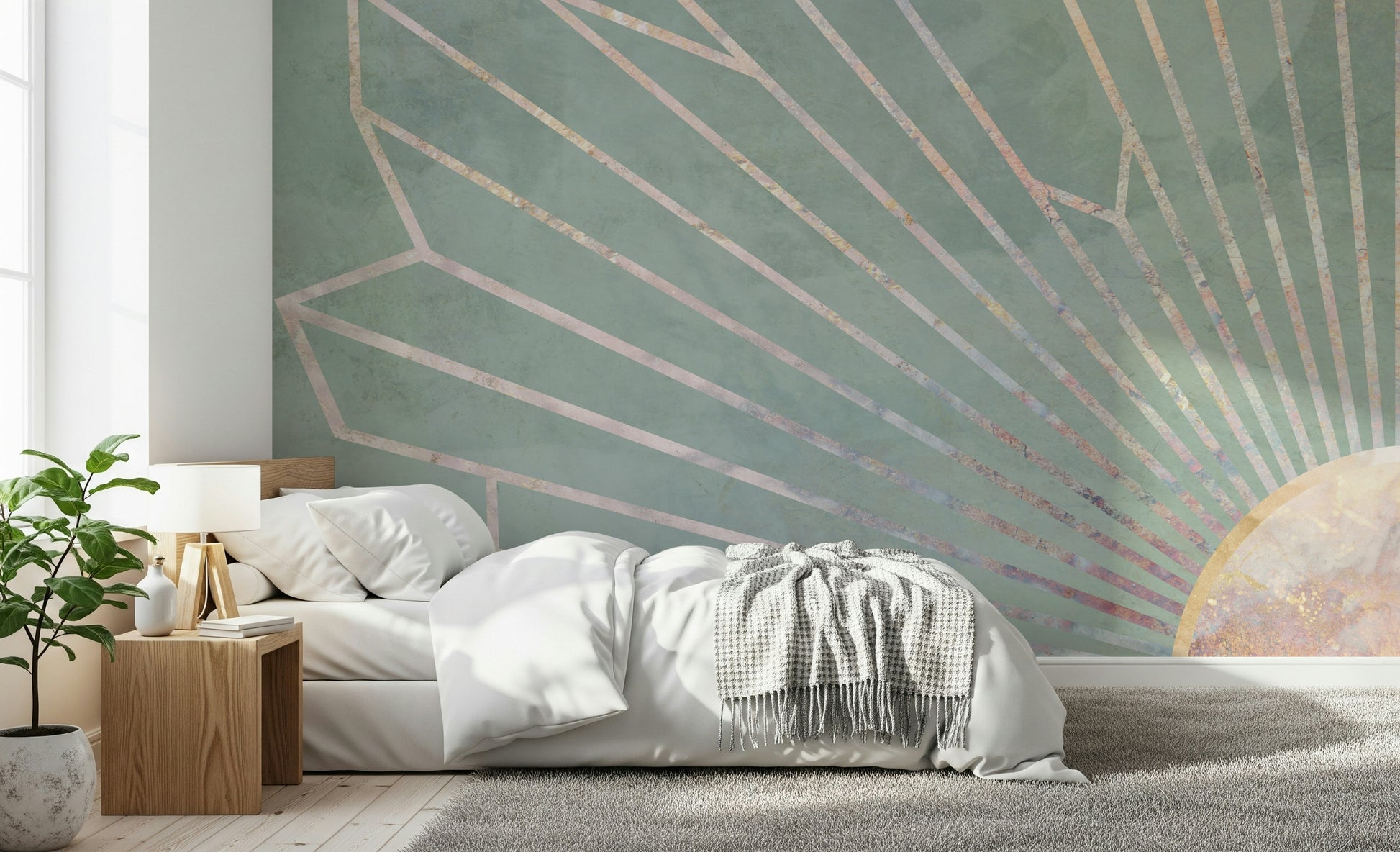 A beautiful modern art wall mural of soft shapes.