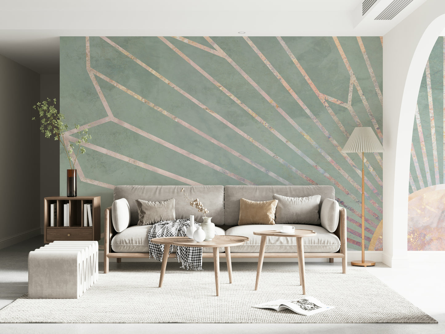 A contemplative gentle design wallpaper mural for a feature wall.