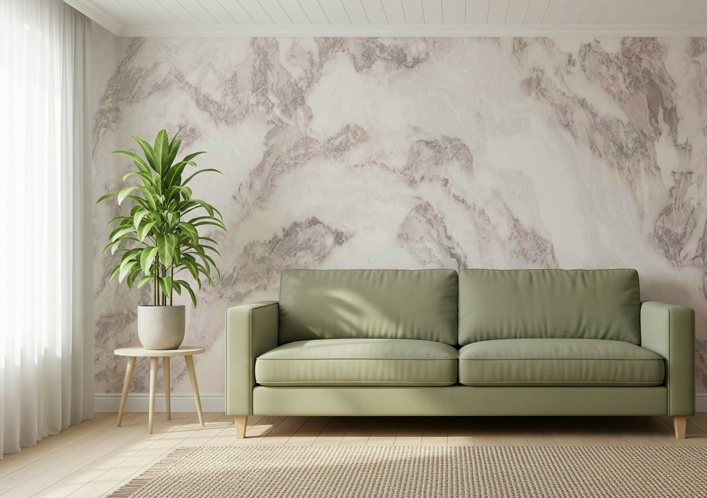 A graceful subtle stone pattern wall mural in cool, natural tones.