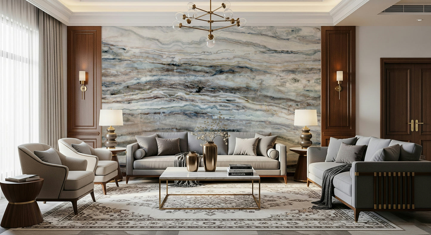 A contemplative gentle vein pattern wallpaper mural for a feature wall.