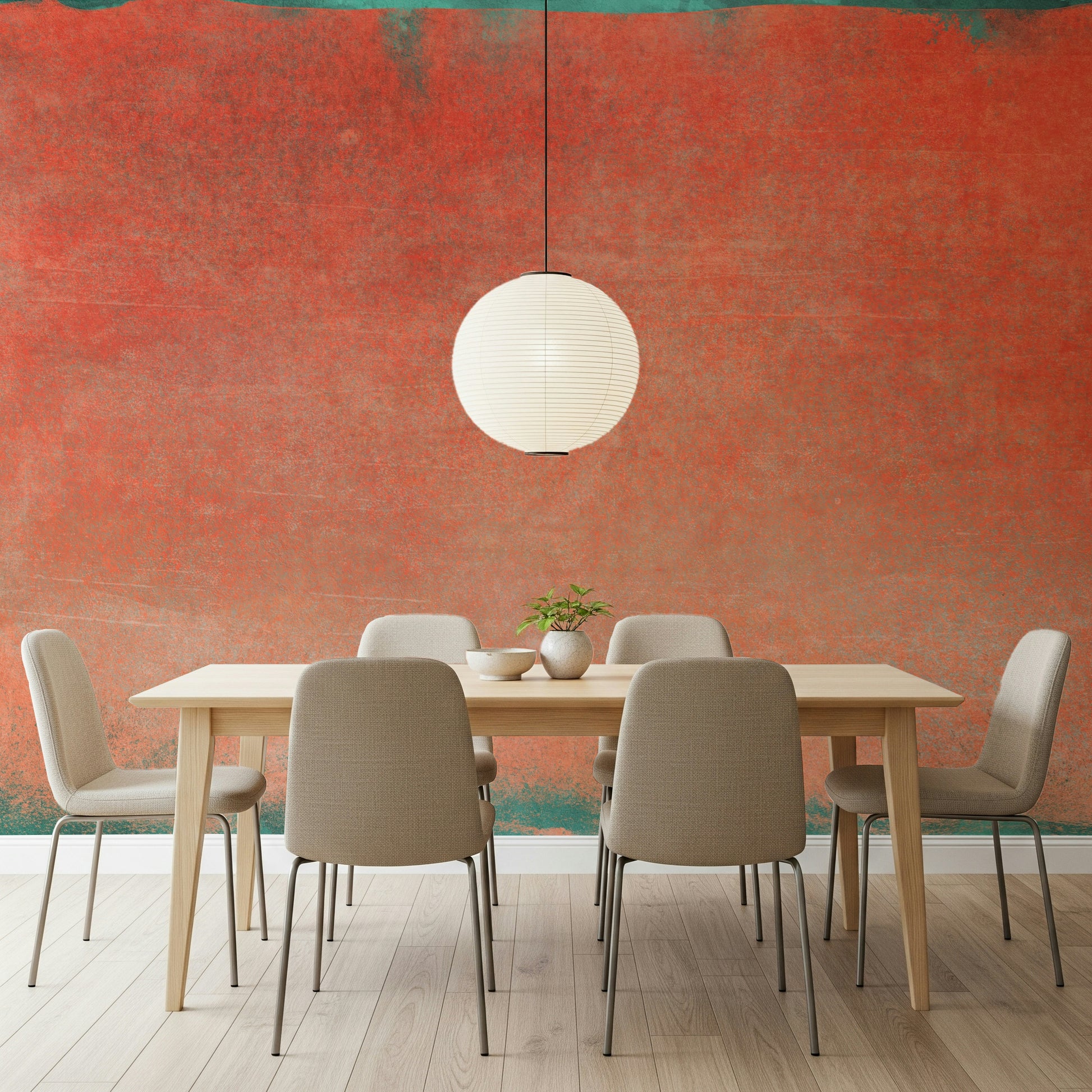 A calming modern design wallpaper mural that defines a space.