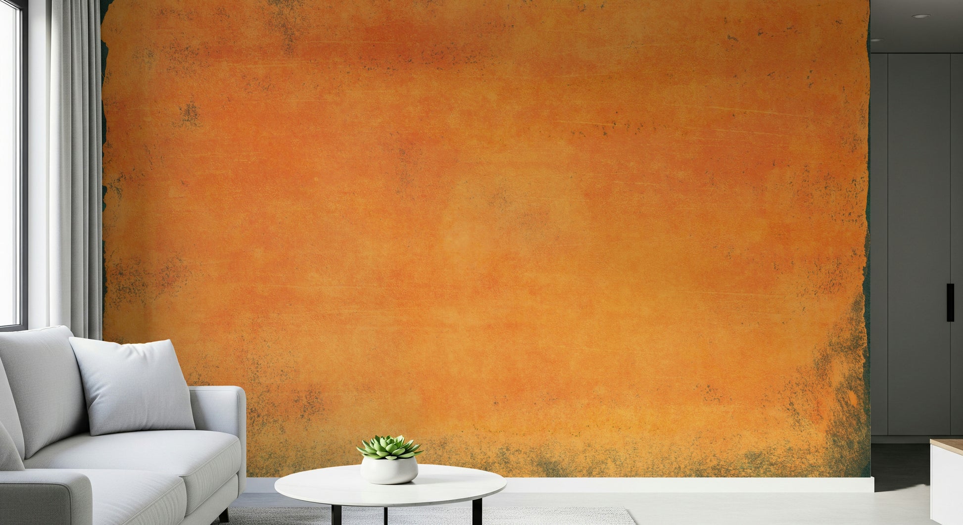 An artistic soft focus mural on minimalist wallpaper.