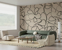 An artistic soft focus mural on minimalist wallpaper.