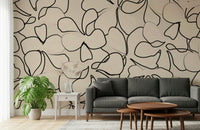 A calming abstract design wallpaper mural that defines a space.