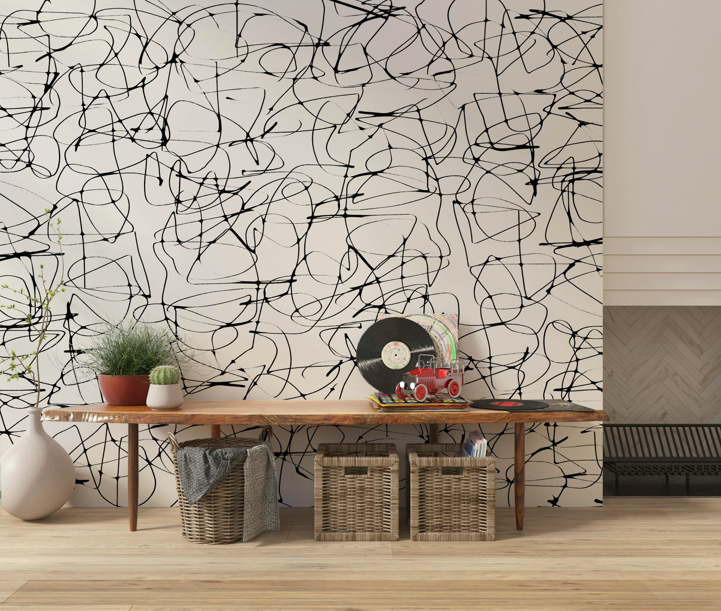 A serene fluid pattern wall mural for artistic decor.