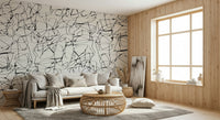 A contemplative gentle line wallpaper mural for a feature wall.
