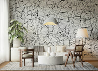 A beautiful modern art wall mural of delicate lines.