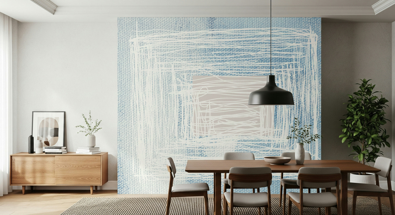 A beautiful abstract dreamscape wallpaper mural with soft, layered textures like canvas.