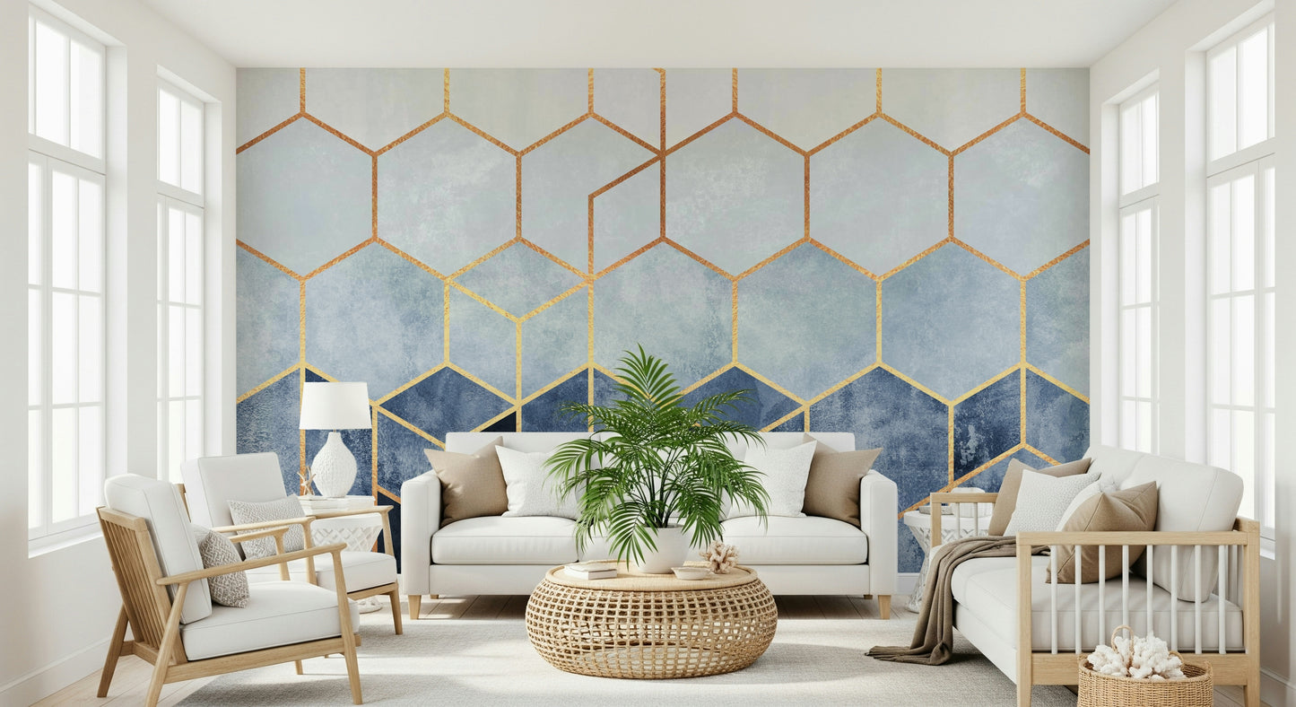 A calming modern pattern wallpaper mural that defines a space.