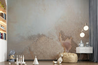 A peaceful geometric design mural on decorative wallpaper.