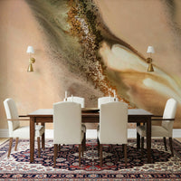 An artistic soft focus mural on luxury wallpaper.