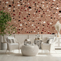 A graceful subtle pattern wall mural in warm, natural tones.