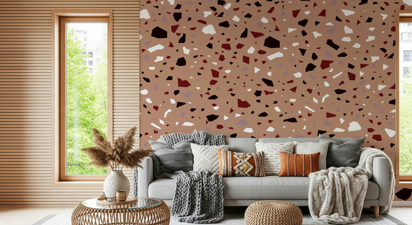 An artistic minimalist form mural for home decor.