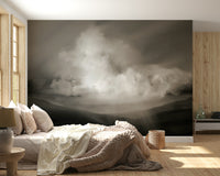 An artistic soft focus mural on minimalist wallpaper.