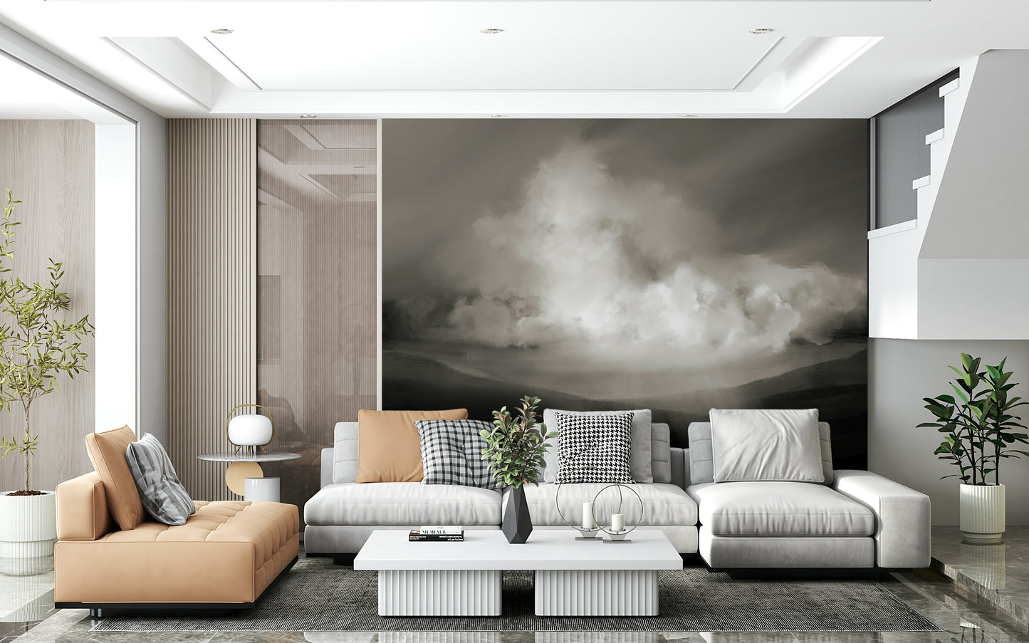 A serene abstract sky wall mural for your decor.