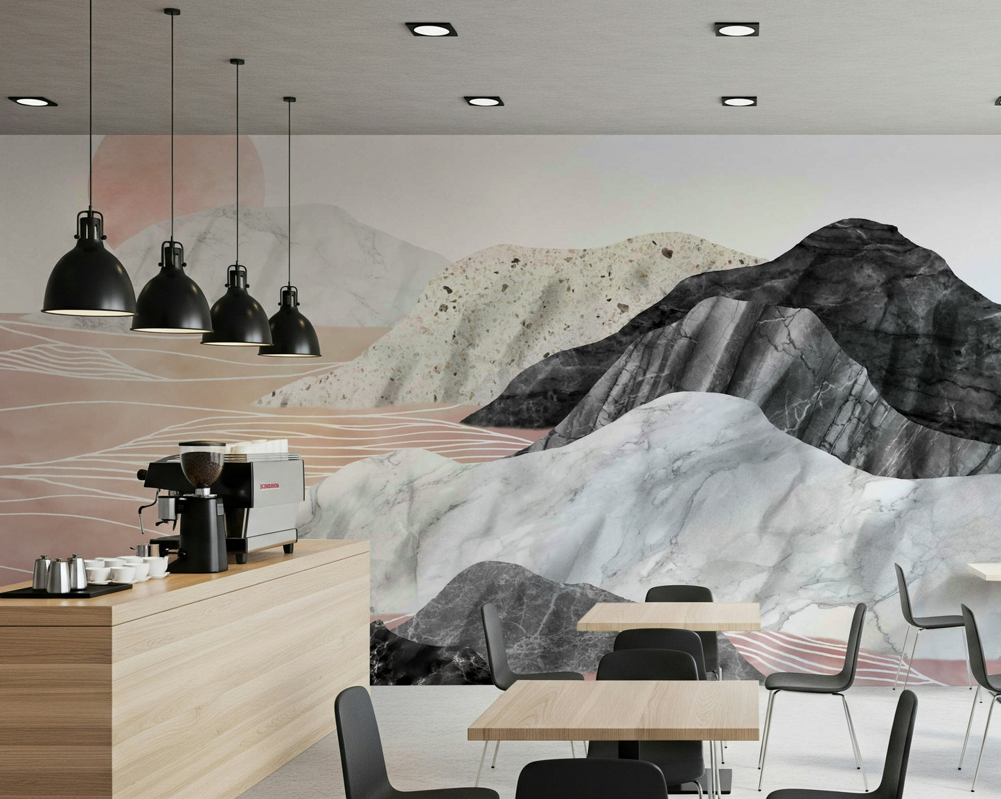 Marble Peaks Sunset Wall Mural -2583865