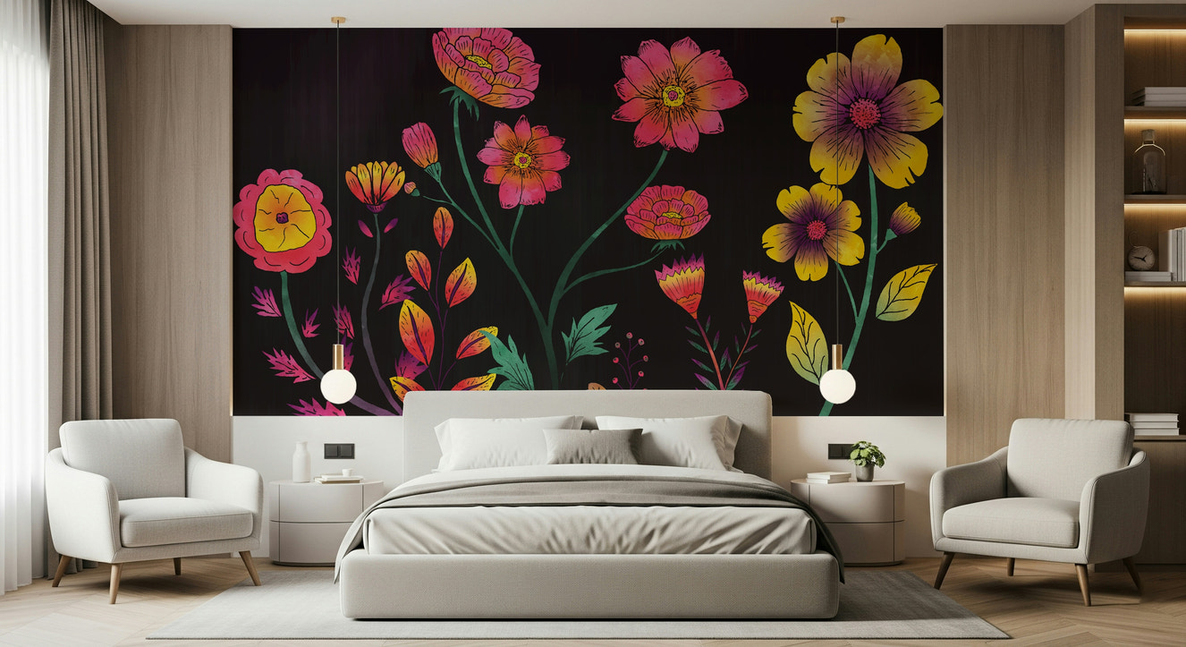 Luminous Floral Whispers Wall Mural