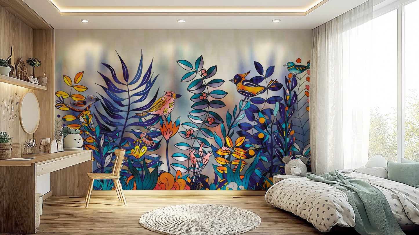 Enchanted Birds Forest Wall Mural