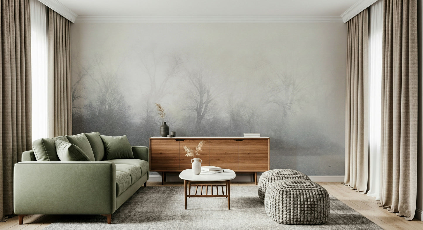 Misty Lake's Edge Wall Mural