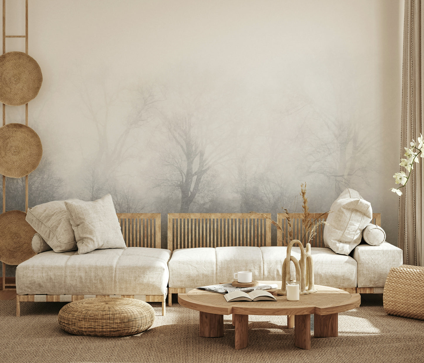 Misty Lake's Edge Wall Mural