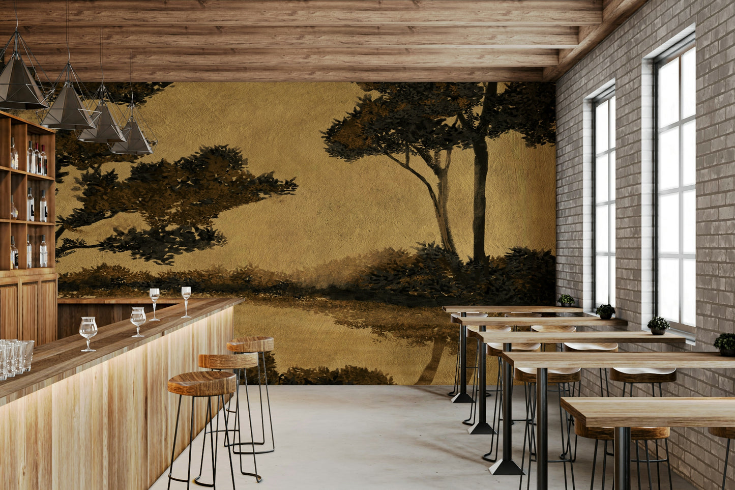 Golden Mist Waterscape Wall Mural -2887503