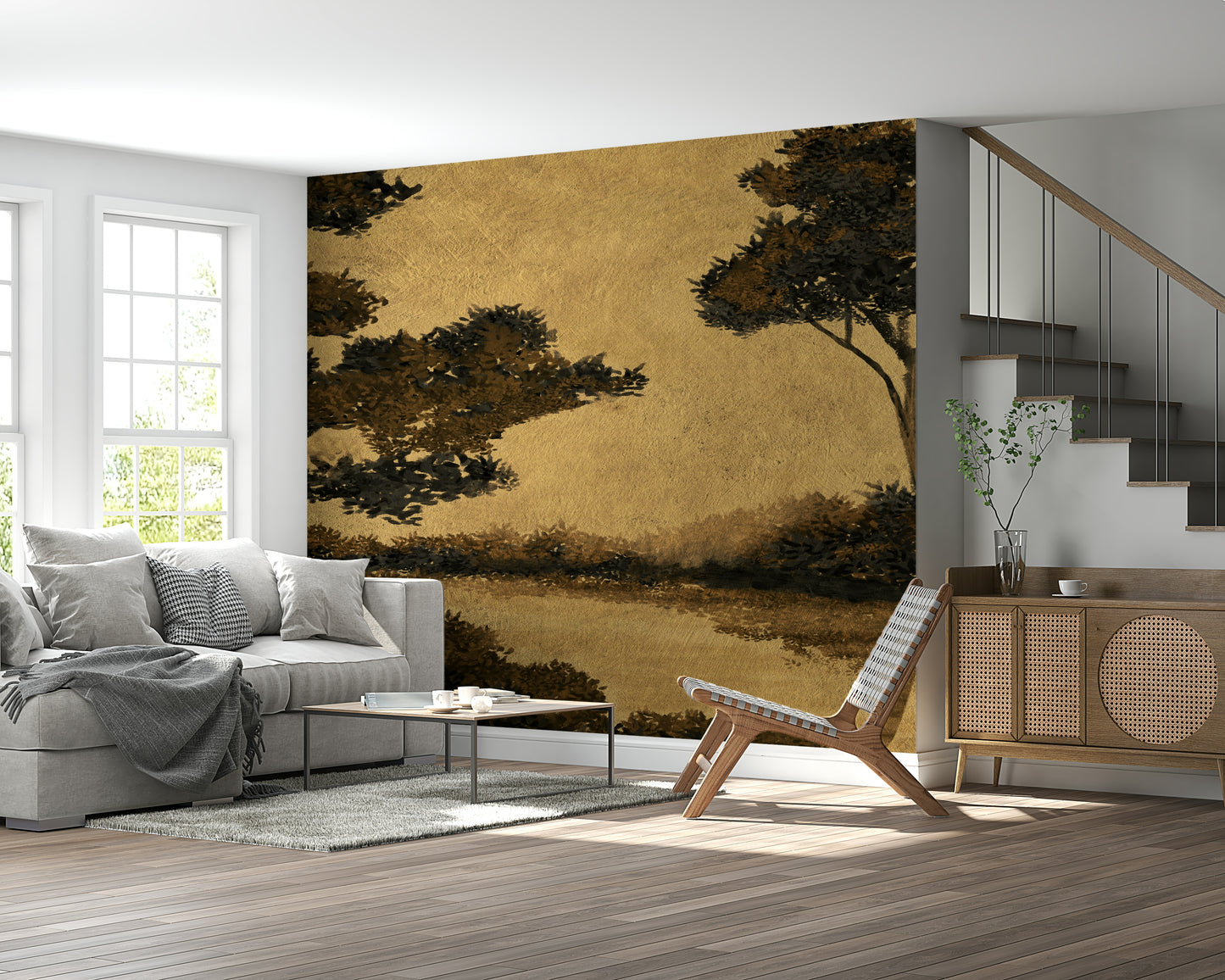 Golden Mist Waterscape Wall Mural -2887503