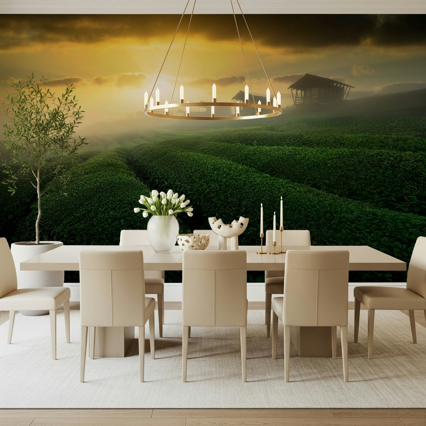 Golden Mist Tea Estate Wall Mural -2353176