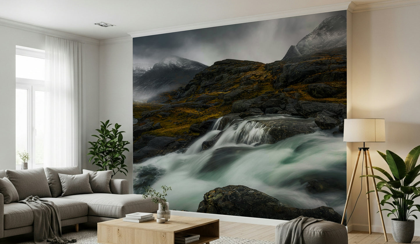 Noir Mountain Flow Wall Mural -2626530