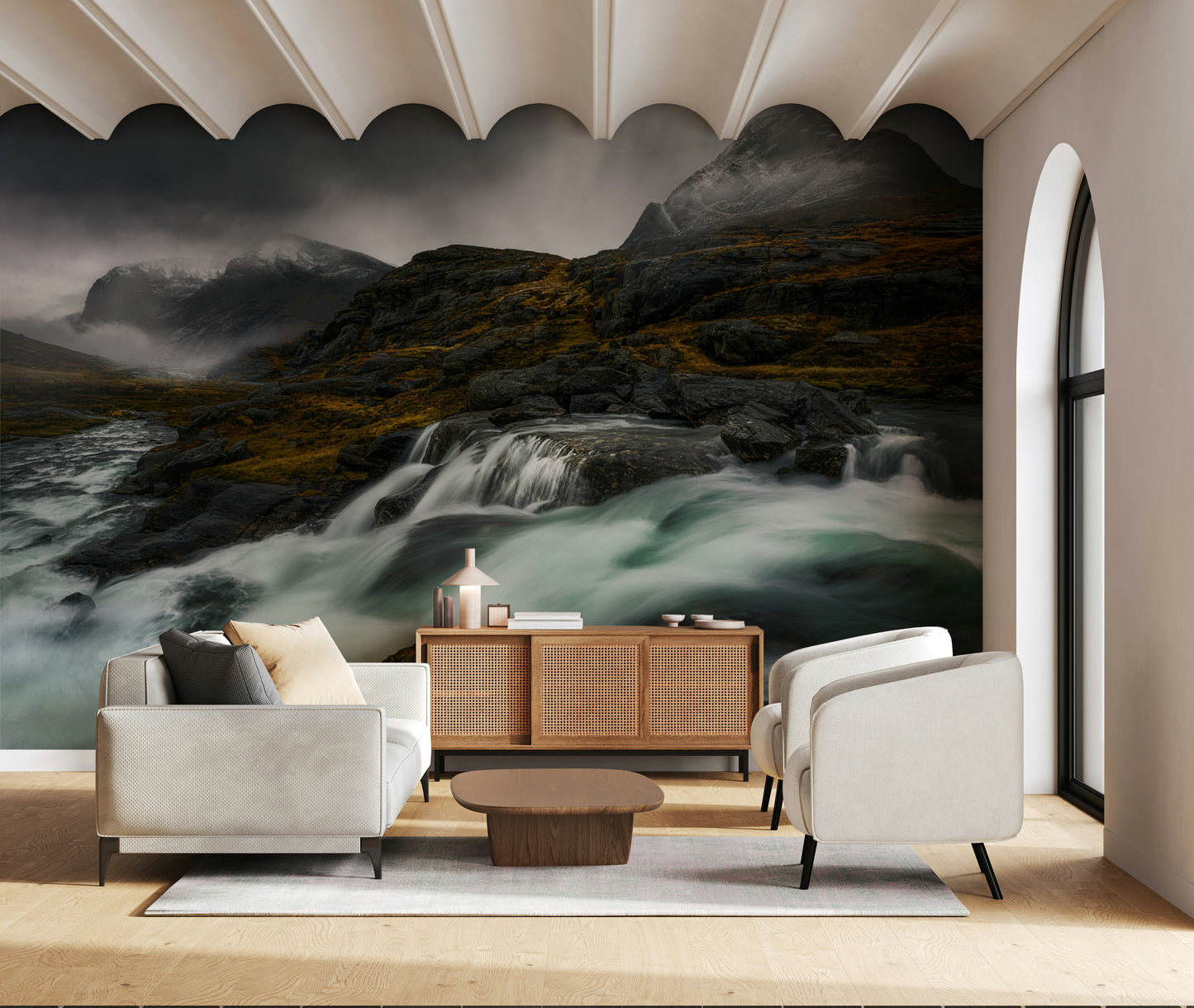 Noir Mountain Flow Wall Mural -2626530